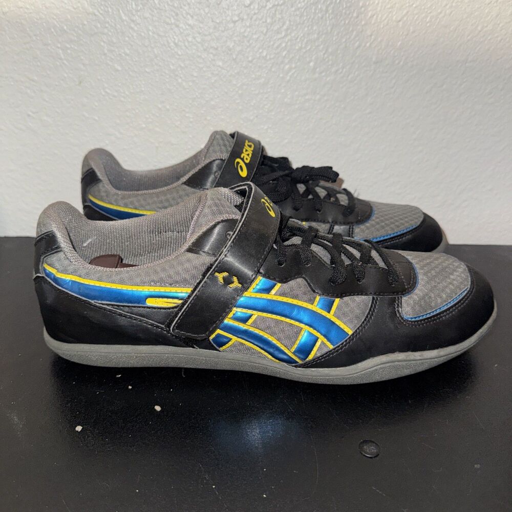 ASICS Hyper Throw 2 Shot Put Discus Shoes Mens 10.5 Black Hook Loop Throw